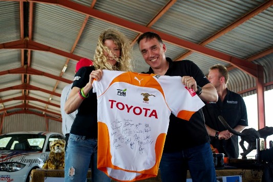 Xavier Gobille winning the signed Free State Cheetah Rugby Team jersey